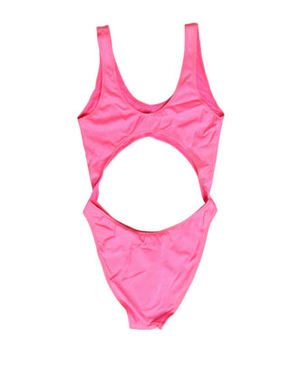 Pinkfarbener Cut-Out Einteiler mit hohem Beinausschnitt