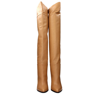 Beige Leather Ankle Boots