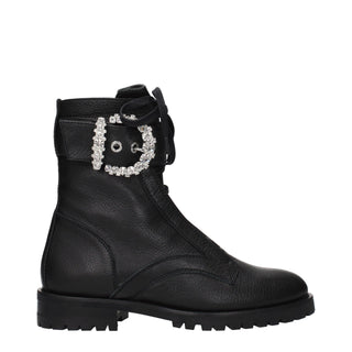 Schwarze Leder-Stiefeletten