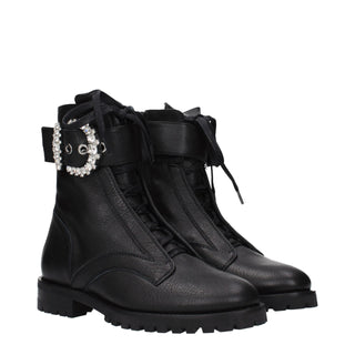 Schwarze Leder-Stiefeletten