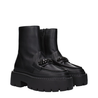 Schwarze Leder-Stiefeletten