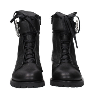 Schwarze Leder-Stiefeletten