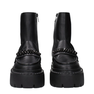 Schwarze Leder-Stiefeletten