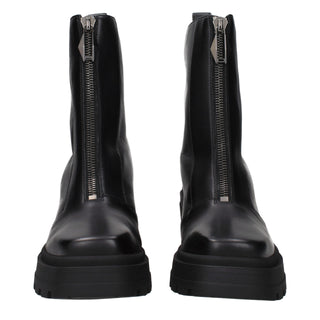 Schwarze Leder-Stiefeletten
