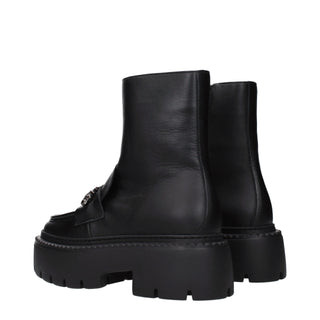 Schwarze Leder-Stiefeletten