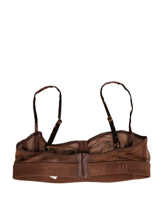 Brown DG Logo Nylon Mesh Balconette Bra Underwear