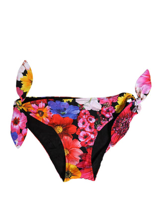 Parte inferior de bikini con estampado floral negro para baño y playa