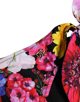 Parte inferior de bikini con estampado floral negro para baño y playa