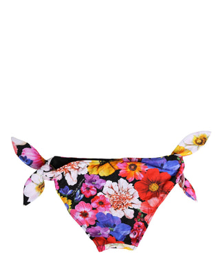 Parte inferior de bikini con estampado floral negro para baño y playa