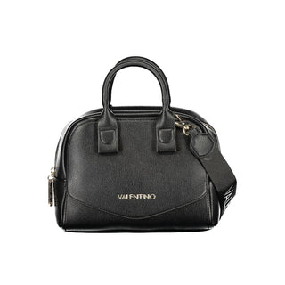 Black Synthetic Leather Women's Bag with Shoulder Strap
