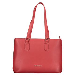 Bolso de mujer rojo de poliuretano con cierre de cremallera y compartimentos