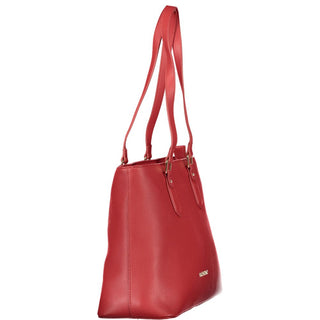 Bolso de mujer rojo de poliuretano con cierre de cremallera y compartimentos