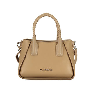 Bolso de mujer beige de poliuretano con asas y correa para el hombro
