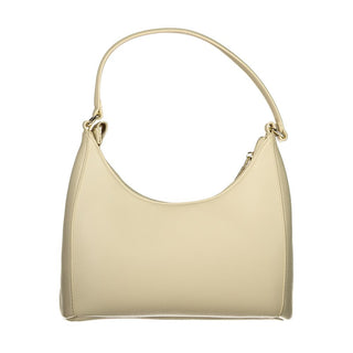 Bolso de mujer de poliuretano beige con correa de hombro ajustable
