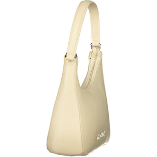 Bolso de mujer de poliuretano beige con correa de hombro ajustable