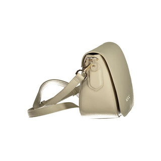 Beige Polyurethane Women Bag
