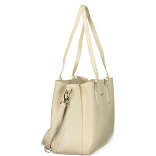 Beige Poliuretano Women's Bag with Adjustable Strap and Pockets
