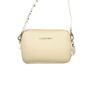 Beige Damenhandtasche aus Polyurethan mit doppeltem Schultergurt