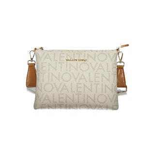 Bolso de mujer beige de poliuretano con cierre de cremallera y correa