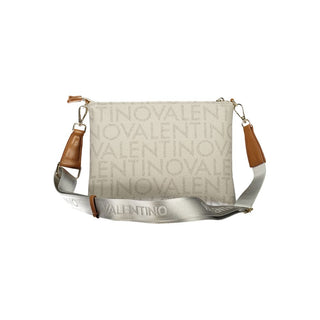 Bolso de mujer beige de poliuretano con cierre de cremallera y correa