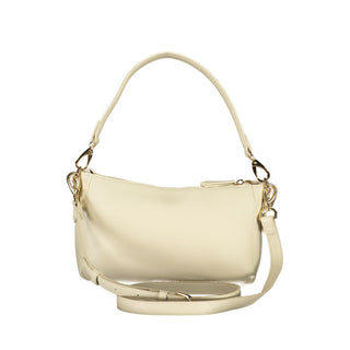 Beige Polyurethane Women's Bag with Shoulder Strap