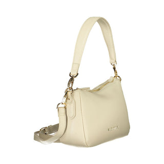 Beige Polyurethane Women's Bag with Shoulder Strap