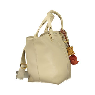 Beige Polyurethane Women's Bag