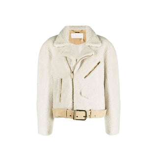 Beige Polyester-Bikerjacke