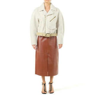 Beige Polyester-Bikerjacke