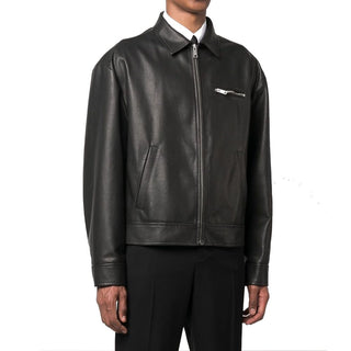 Chaqueta de cuero de cordero negra