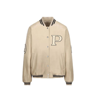 Beige Kalbsleder-Bomberjacke
