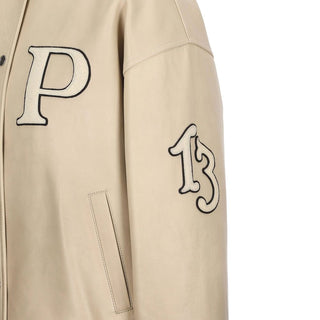 Bomber de piel de becerro beige  