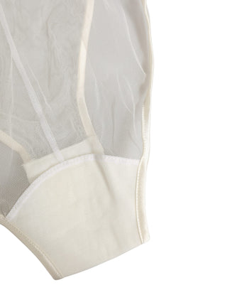 White Sheer Nylon Bodysuit Halterneck Underwear