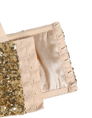 Gold Sequined Semi-Pad Underwire Bra Underwear