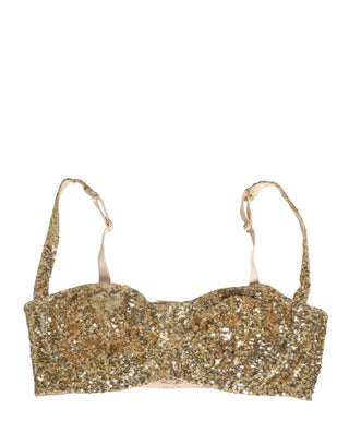 Gold Sequined Semi-Pad Underwire Bra Underwear