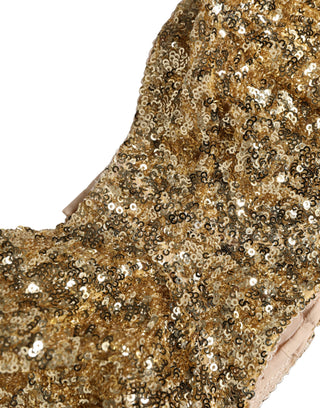 Gold Sequined Semi-Pad Underwire Bra Underwear