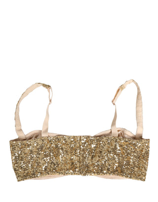 Gold Sequined Semi-Pad Underwire Bra Underwear