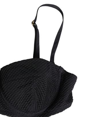 Black Nylon Padded Balconnet Brassiere Underwear