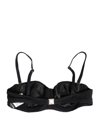 Black Nylon Padded Balconnet Brassiere Underwear