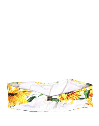 Mehrfarbiger Sonnenblumen-Print Bandeau-Top Bademode