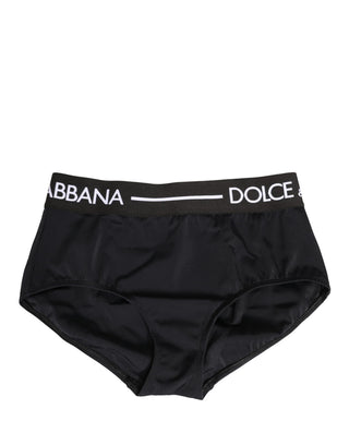 Schwarzer Höschen-Slip mit Logo-Bund