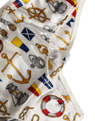 White Sailor Print Polyester Bottoms Underwear