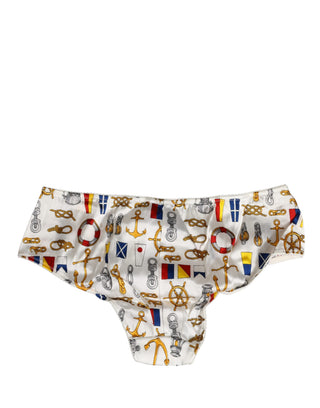 White Sailor Print Polyester Bottoms Underwear