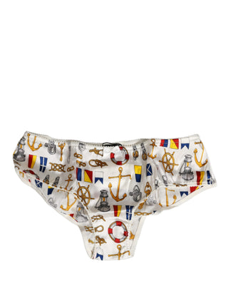 White Sailor Print Polyester Bottoms Underwear