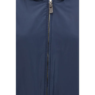 Blue Polyester Trench Coat