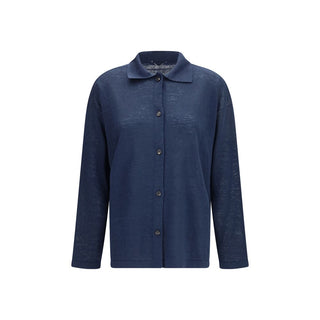 Blauer Leinen-Cardigan