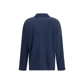 Blauer Leinen-Cardigan