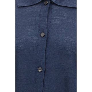Blauer Leinen-Cardigan