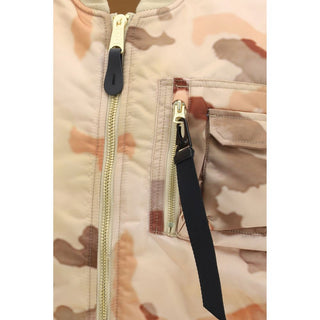 Beige Nylon Biker Jacket