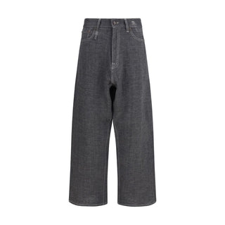 Graue Leinenjeans mit lässiger Passform
